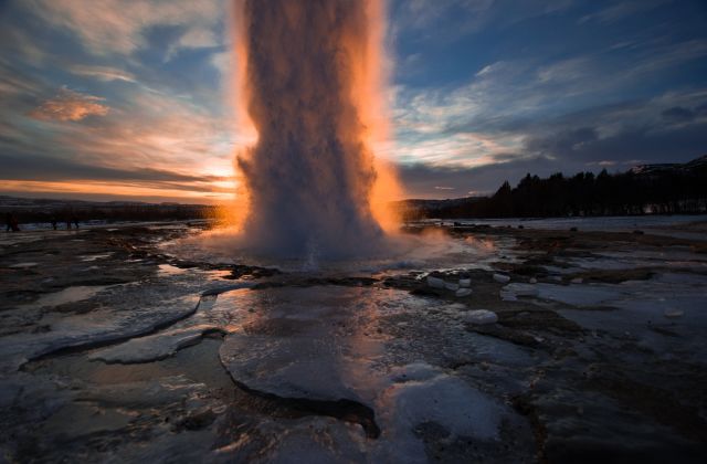 A geyser erupting - representing geothermal